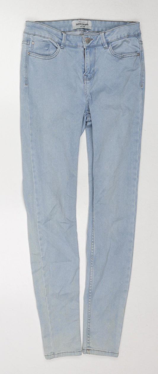 New Look Womens Blue Cotton Skinny Jeans Size 10 Regular Zip