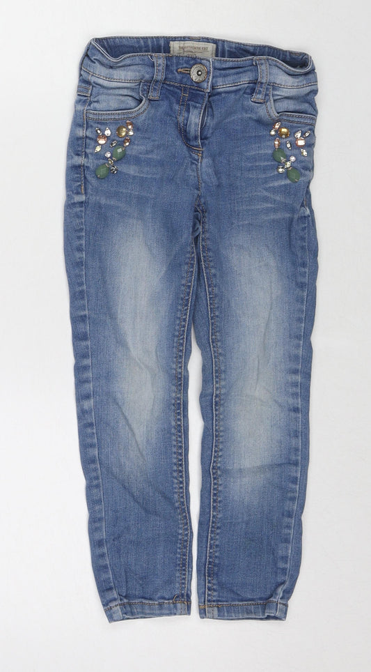 NEXT Girls Blue Cotton Straight Jeans Size 10 Years Regular Zip