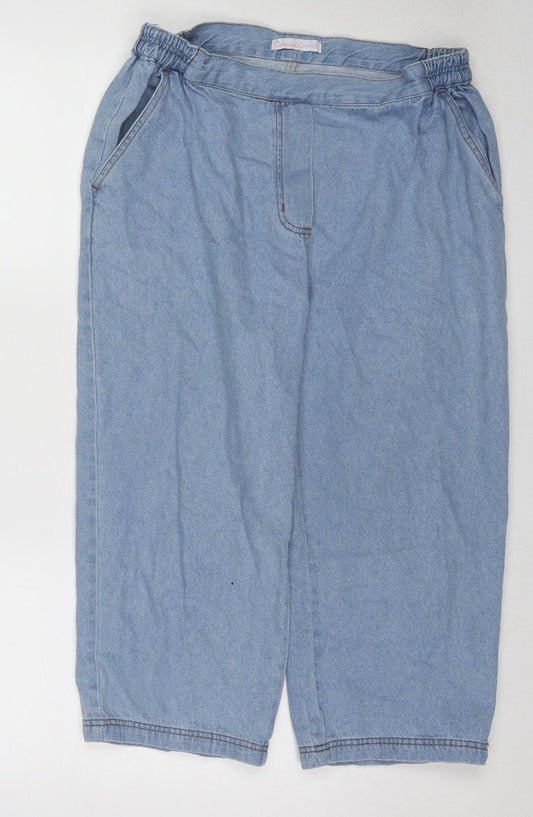 Casual Comfort Womens Blue Cotton Wide-Leg Jeans Size 16 Regular Zip