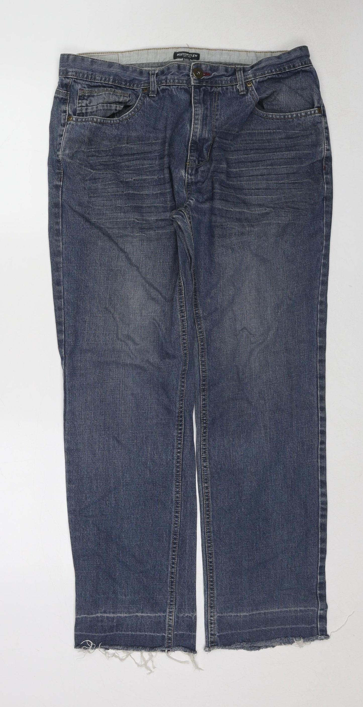Boston Crew Womens Blue Cotton Straight Jeans Size 34 in Regular Zip