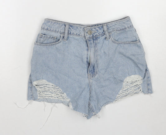 Hollister Womens Blue Cotton Mom Shorts Size 25 in Regular Zip - Distressed