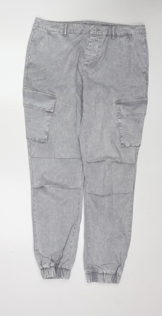 ASOS Mens Grey Cotton Tapered Jeans Size 36 in L32 in Regular Button
