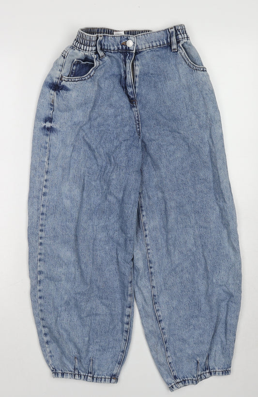 NEXT Girls Blue Cotton Tapered Jeans Size 11 Years Regular Pullover - Barrel Style
