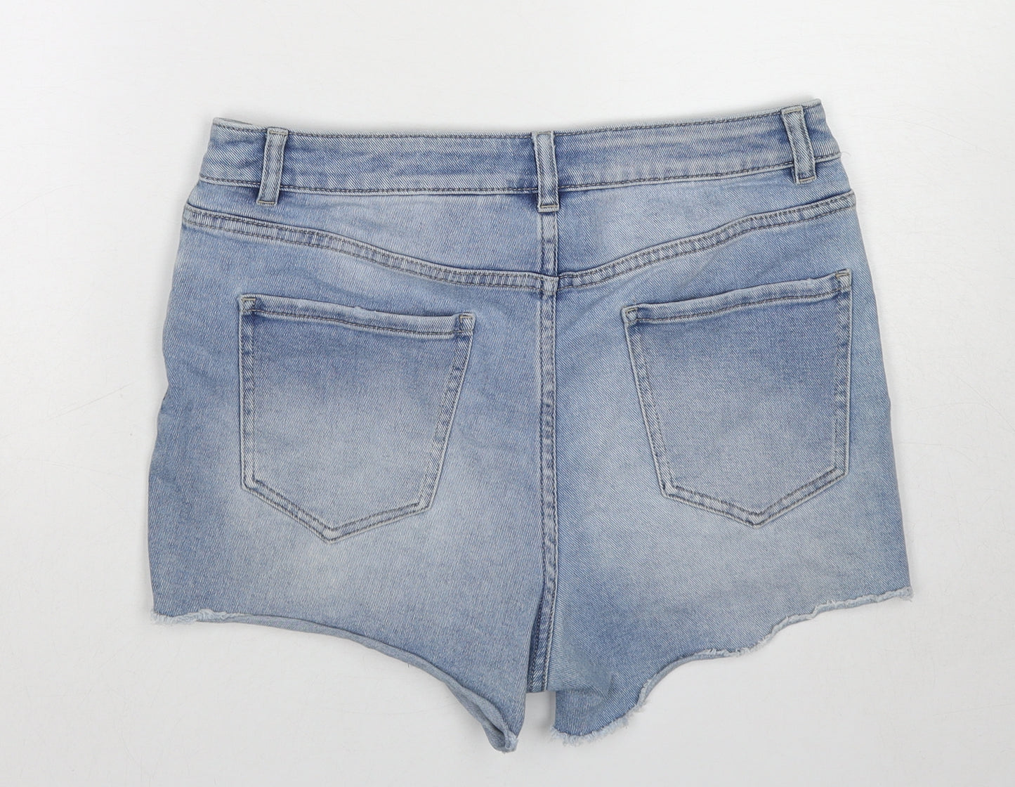NEXT Womens Blue Cotton Hot Pants Shorts Size 12 Regular Zip