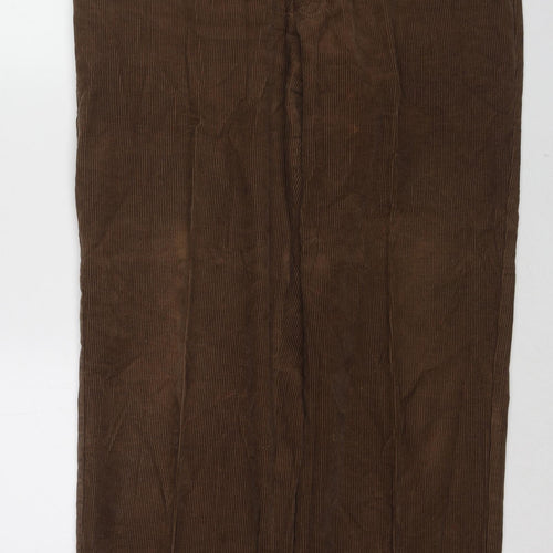 Farah Mens Brown Cotton Trousers Size 38 in L33 in Regular Zip