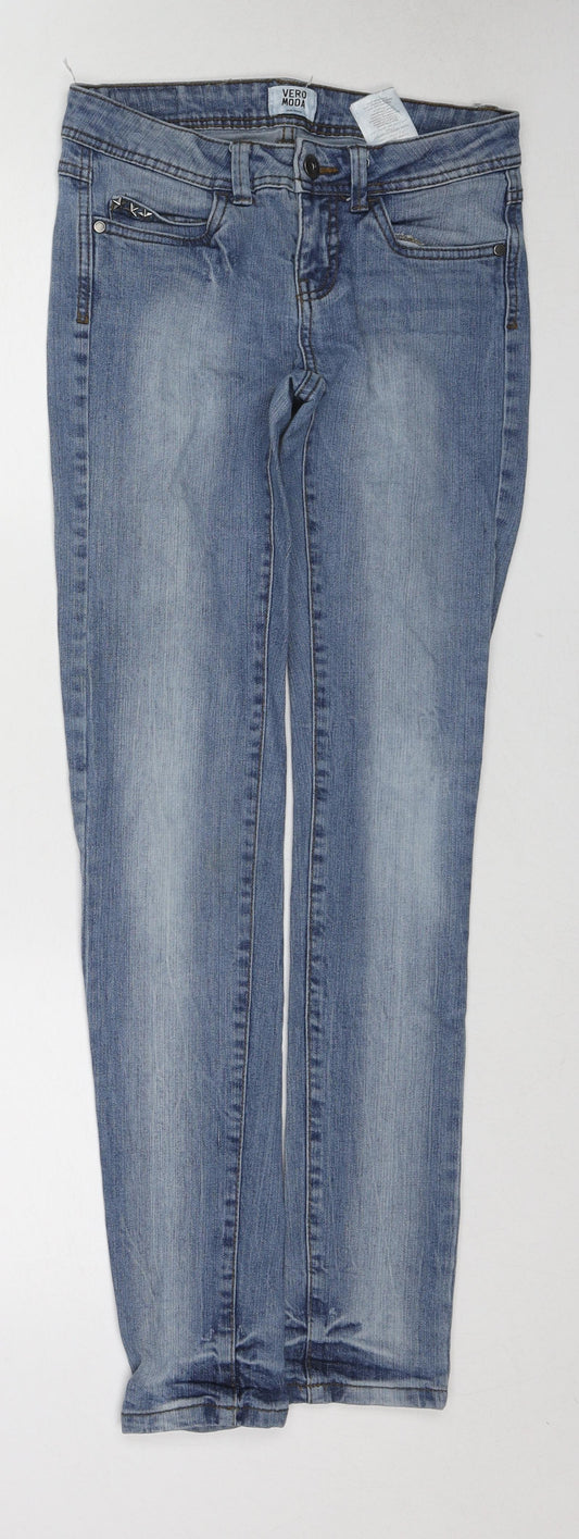 VERO MODA Womens Blue Cotton Skinny Jeans Size 25 in Regular Zip