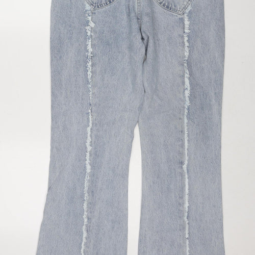 Oh Polly Womens Blue Cotton Flared Jeans Size 10 Regular Zip