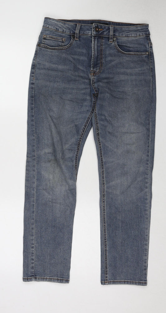 NEXT Mens Blue Cotton Straight Jeans Size 30 in Slim Zip