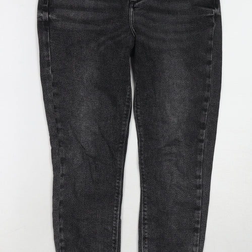 River Island Womens Black Cotton Skinny Jeans Size 12 Regular Zip - Frayed Hem
