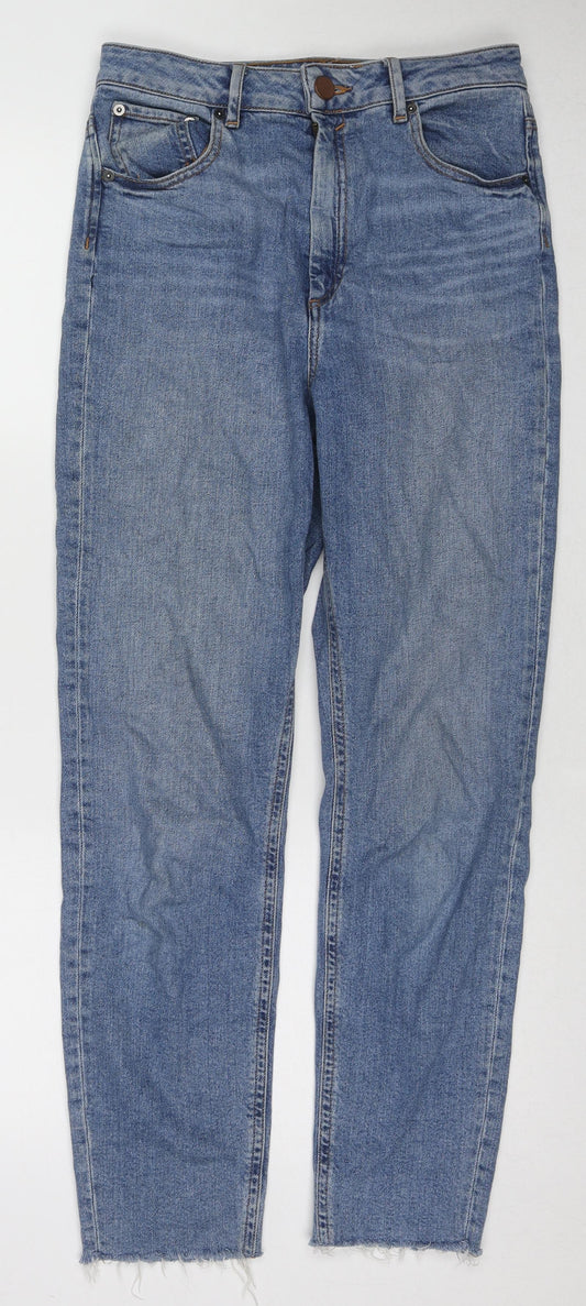 ASOS Womens Blue Cotton Tapered Jeans Size 28 in L32 in Regular Zip - Frayed Hem