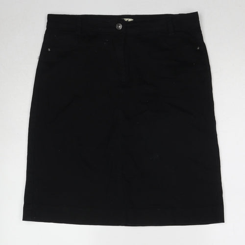 M&Co Womens Black Cotton A-Line Skirt Size 14 Zip