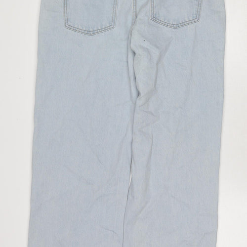 Boohoo Womens Blue Cotton Wide-Leg Jeans Size 10 Regular