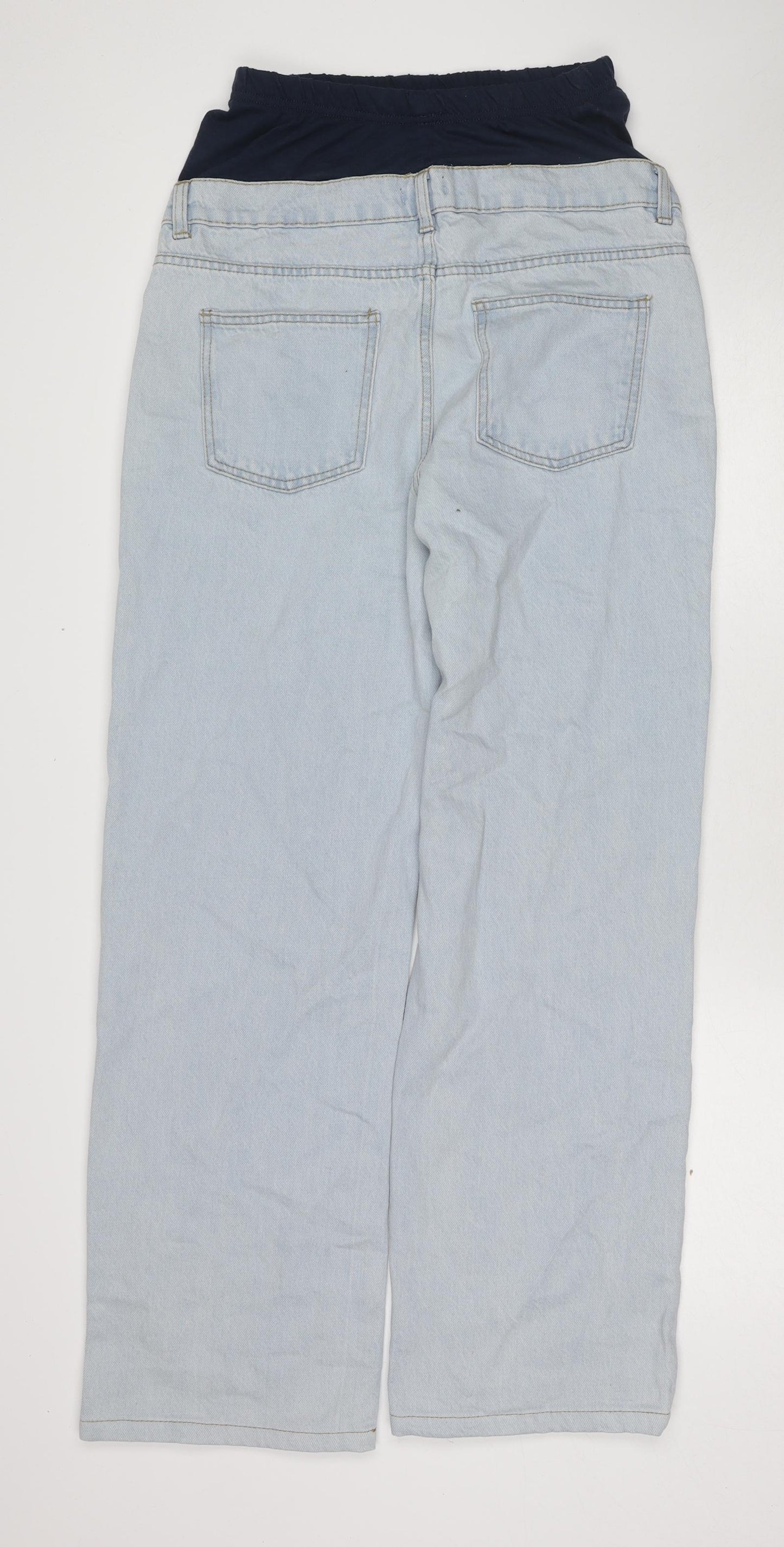 Boohoo Womens Blue Cotton Wide-Leg Jeans Size 10 Regular