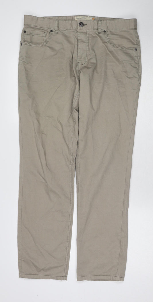 NEXT Mens Beige Cotton Trousers Size 34 in Regular Zip