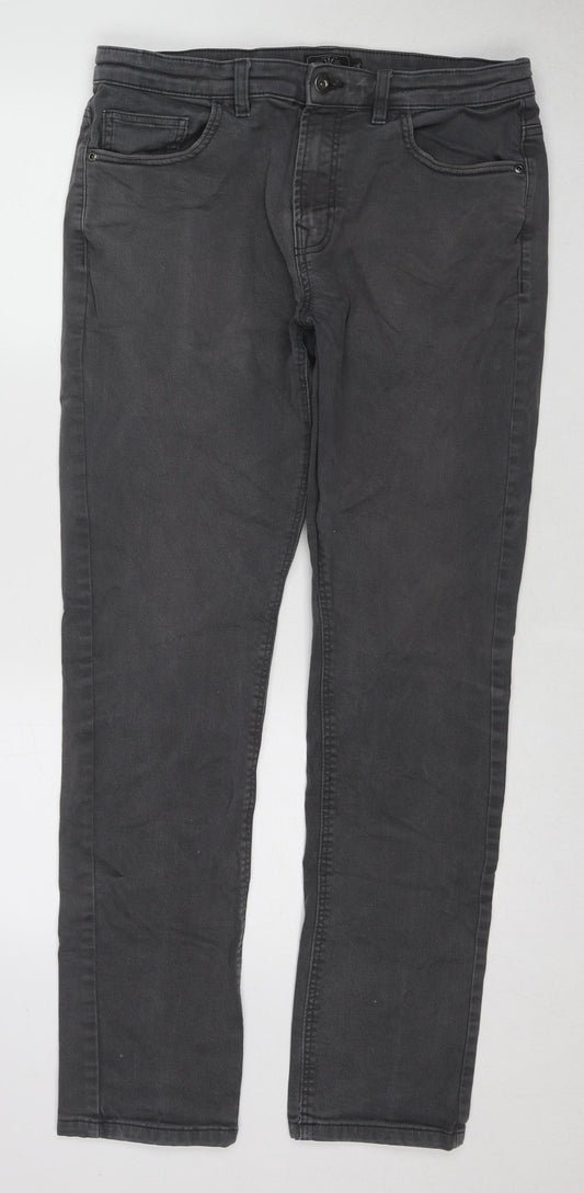 NEXT Mens Grey Cotton Straight Jeans Size 34 in L33 in Regular Zip