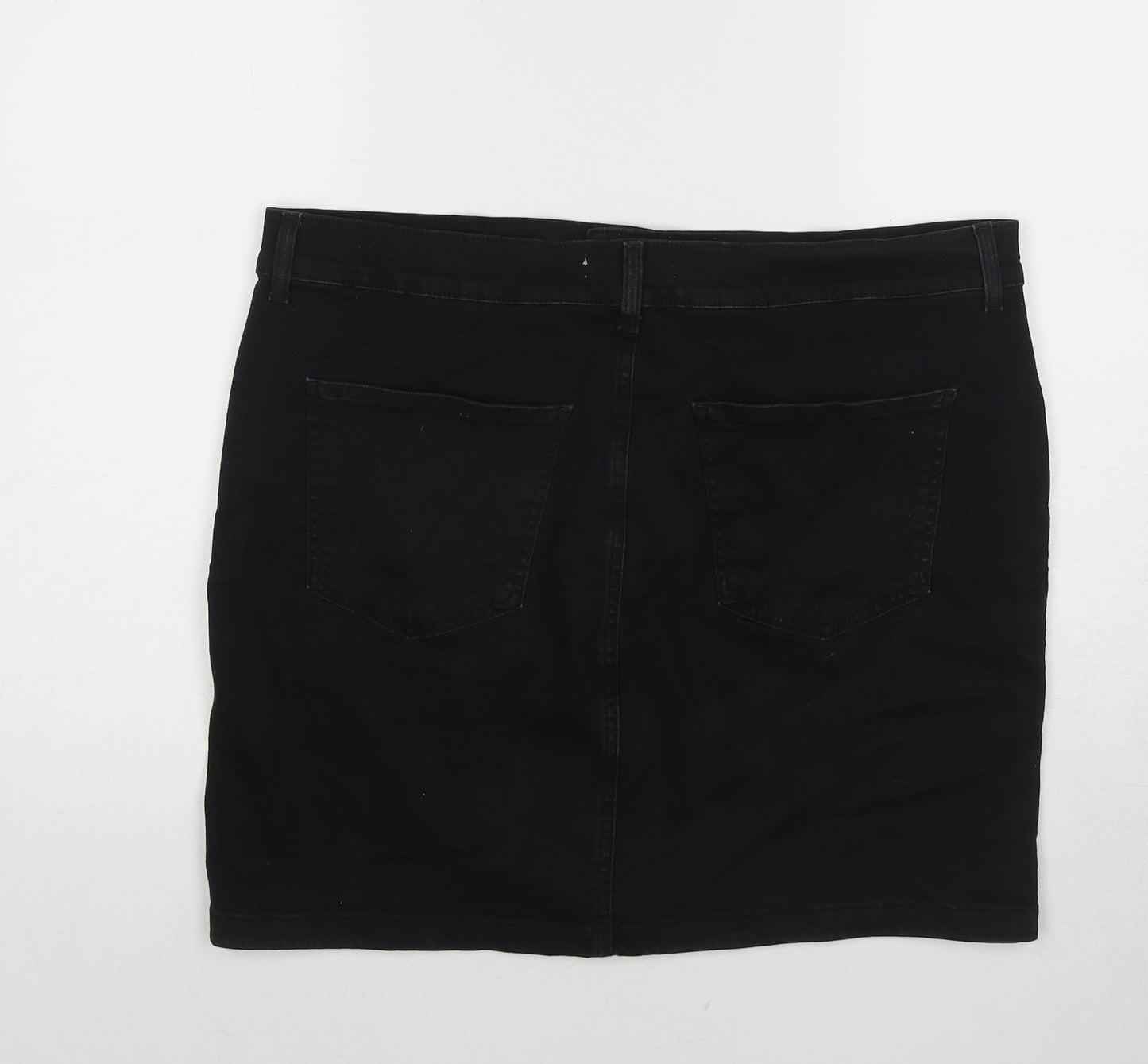 Denim & Co. Womens Black Cotton A-Line Skirt Size 20 Zip
