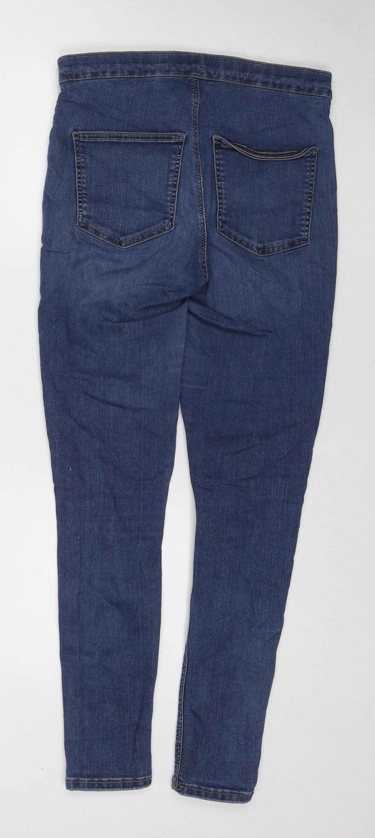 Topshop Womens Blue Cotton Skinny Jeans Size 34 in L30 in Regular Zip
