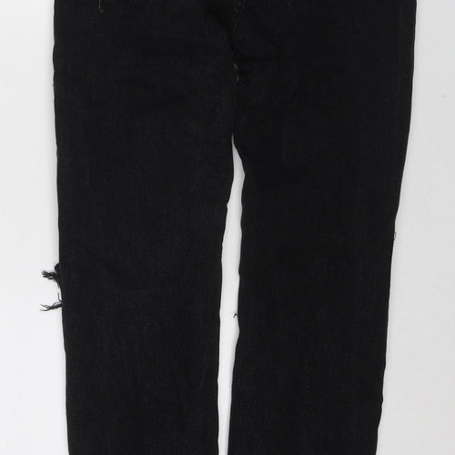 PRETTYLITTLETHING Womens Black Cotton Straight Jeans Size 6 Regular Zip