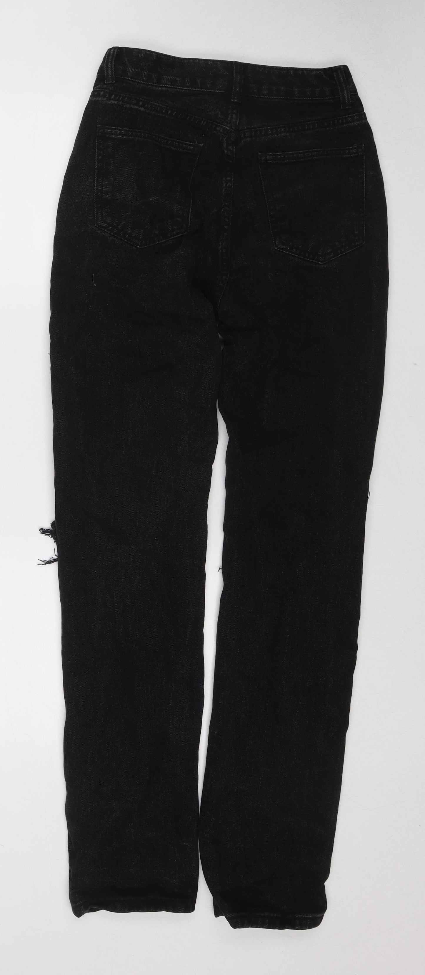 PRETTYLITTLETHING Womens Black Cotton Straight Jeans Size 6 Regular Zip