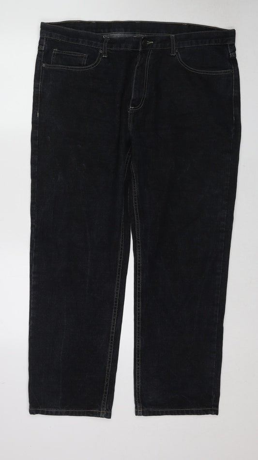 Farah Mens Blue Cotton Straight Jeans Size 40 in L30 in Regular Zip