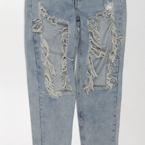 Lotd Womens Blue Cotton Straight Jeans Size 6 Regular Zip