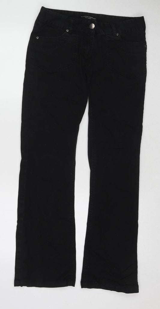 Dorothy Perkins Womens Black Cotton Bootcut Jeans Size 12 Regular Zip