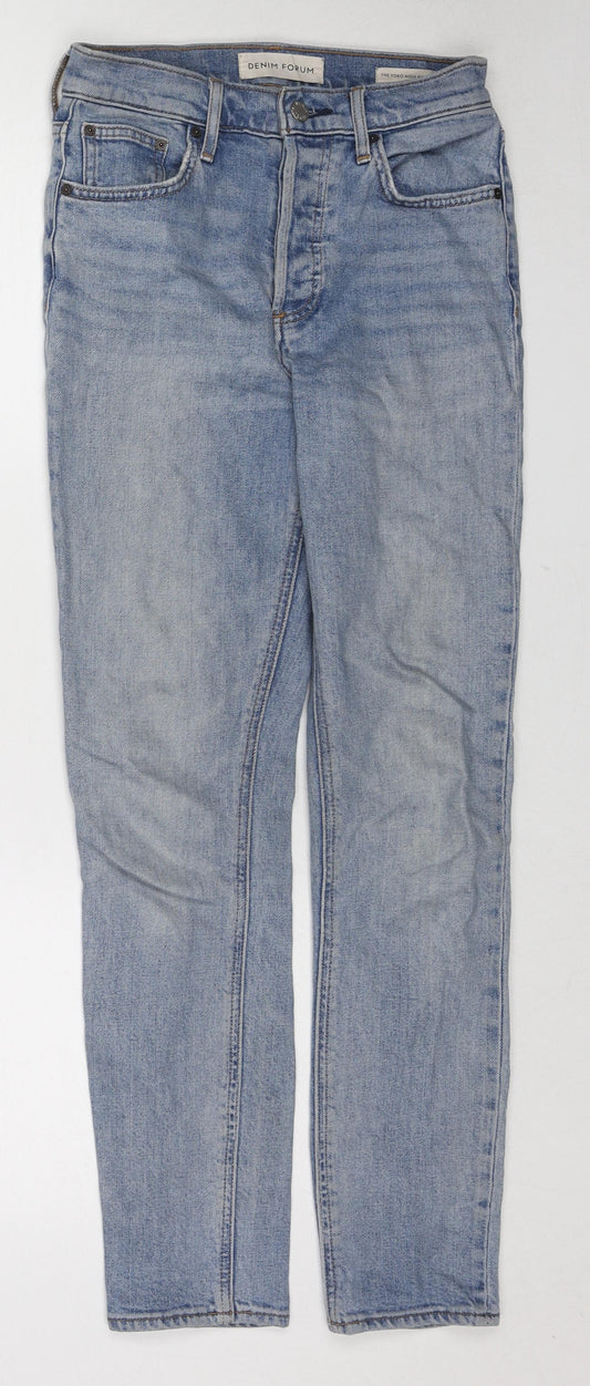 Denim Forum Womens Blue Cotton Straight Jeans Size 25 in Regular Zip