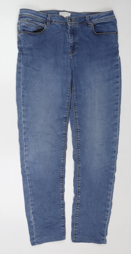 Springfield Womens Blue Cotton Straight Jeans Size 16 Regular Zip