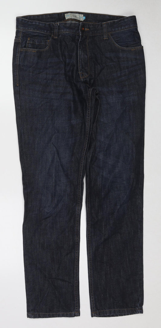 NEXT Mens Blue Cotton Straight Jeans Size 32 in L31 in Slim Zip