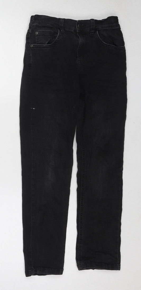 Blue Zoo Boys Black Cotton Straight Jeans Size 10 Years Regular Zip