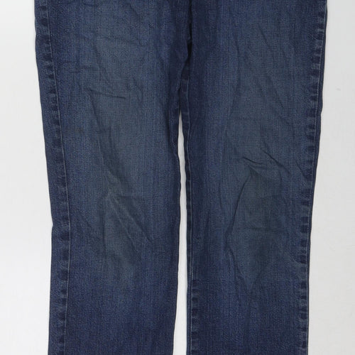Marks and Spencer Womens Blue Cotton Bootcut Jeans Size 10 Regular Zip