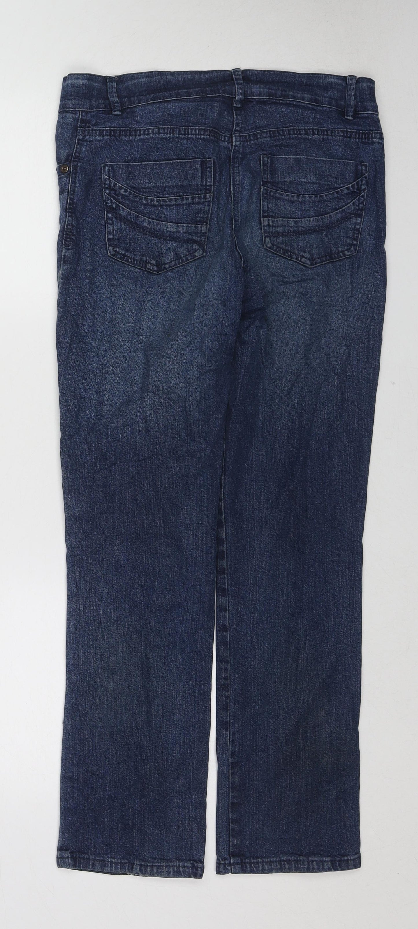 Marks and Spencer Womens Blue Cotton Bootcut Jeans Size 10 Regular Zip