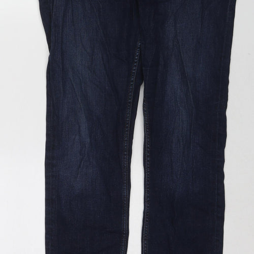 Marks and Spencer Womens Blue Cotton Straight Jeans Size 12 Regular Zip