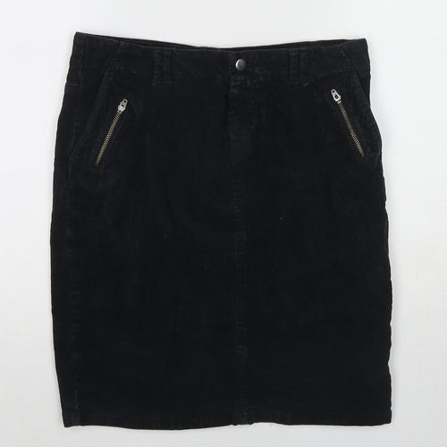 TU Womens Black Cotton A-Line Skirt Size 10 Zip