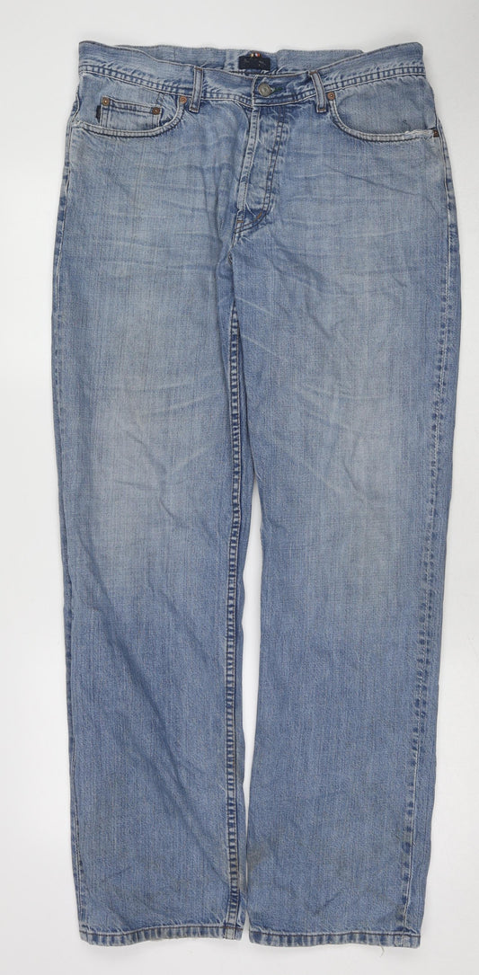 Paul Smith Mens Blue Cotton Straight Jeans Size 34 in Regular Zip