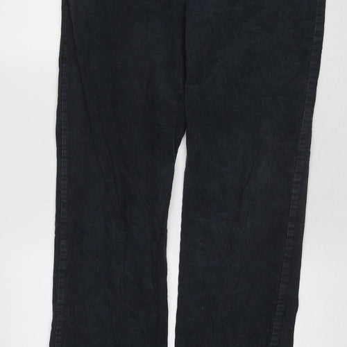 Marks and Spencer Mens Blue Cotton Trousers Size 34 in L33 in Regular Zip