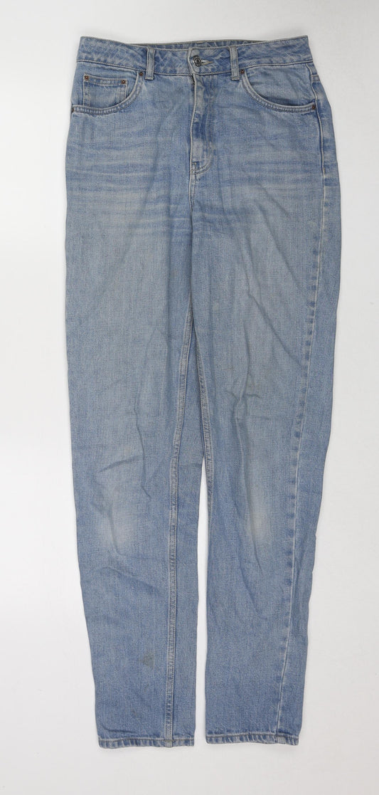 Topshop Womens Blue Cotton Straight Jeans Size 28 L36 in Regular Zip