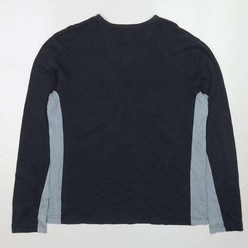 NEXT Mens Blue Colourblock Cotton T-Shirt Size M Round Neck