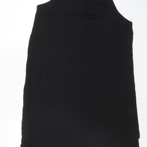 H&M Womens Black Polyester Tank Dress Size 10 Round Neck Button