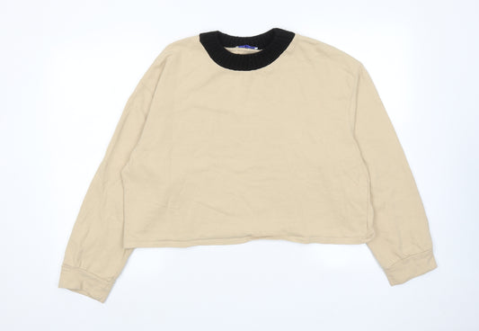 Zara Womens Beige Cotton Pullover Sweatshirt Size L Pullover