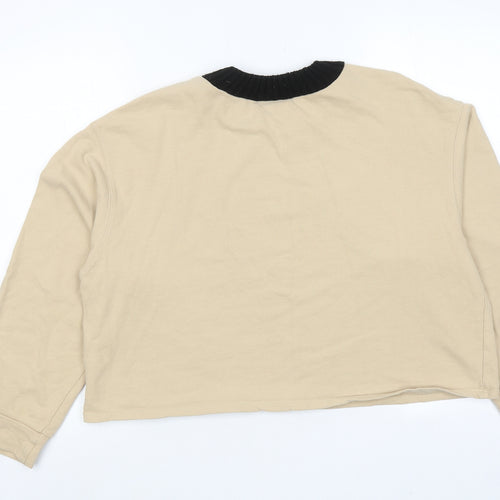 Zara Womens Beige Cotton Pullover Sweatshirt Size L Pullover