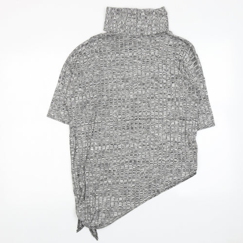 Apricot Womens Grey Geometric Polyester Basic Blouse Size 10 Roll Neck