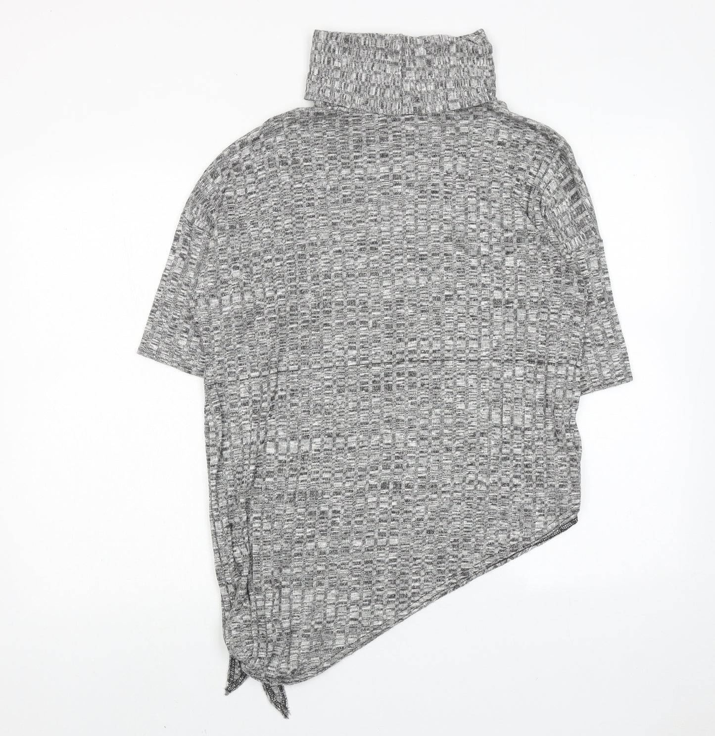 Apricot Womens Grey Geometric Polyester Basic Blouse Size 10 Roll Neck