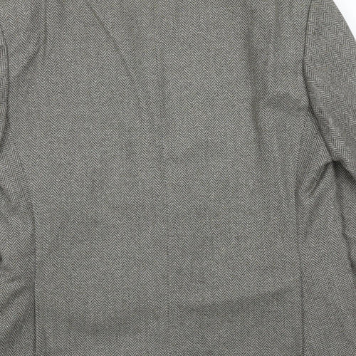 Greenwoods Mens Green Herringbone Wool Jacket Suit Jacket Size 42 Regular