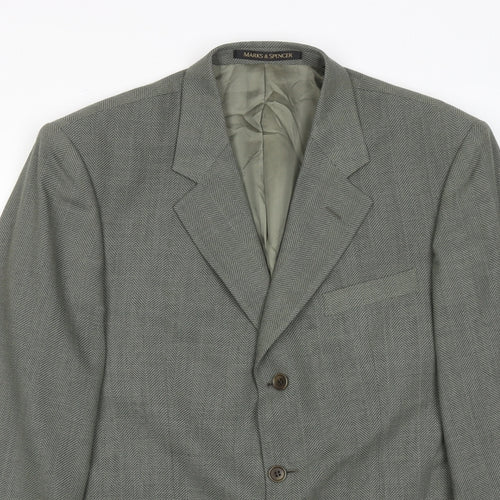 Marks and Spencer Mens Green Wool Jacket Suit Jacket Size 40 Regular