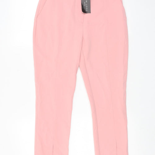 New Look Womens Pink Polyester Chino Trousers Size 10 Regular Hook & Eye