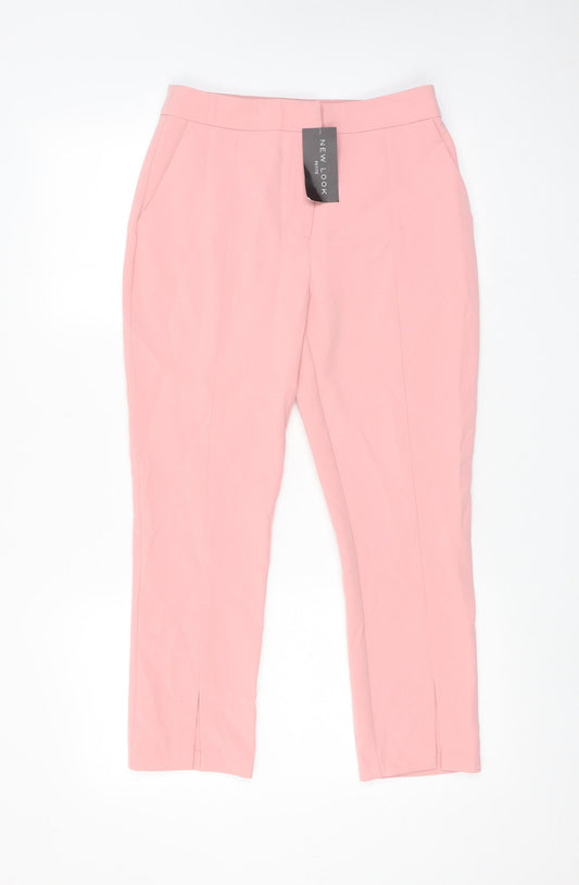 New Look Womens Pink Polyester Chino Trousers Size 10 Regular Hook & Eye