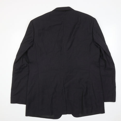 Burton Mens Grey Striped Polyester Jacket Suit Jacket Size 46 Regular
