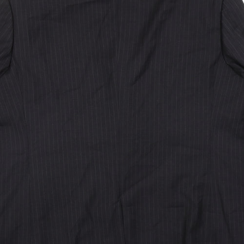 Burton Mens Grey Striped Polyester Jacket Suit Jacket Size 46 Regular