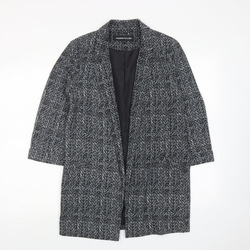 Warehouse Womens Black Geometric Overcoat Coat Size 10